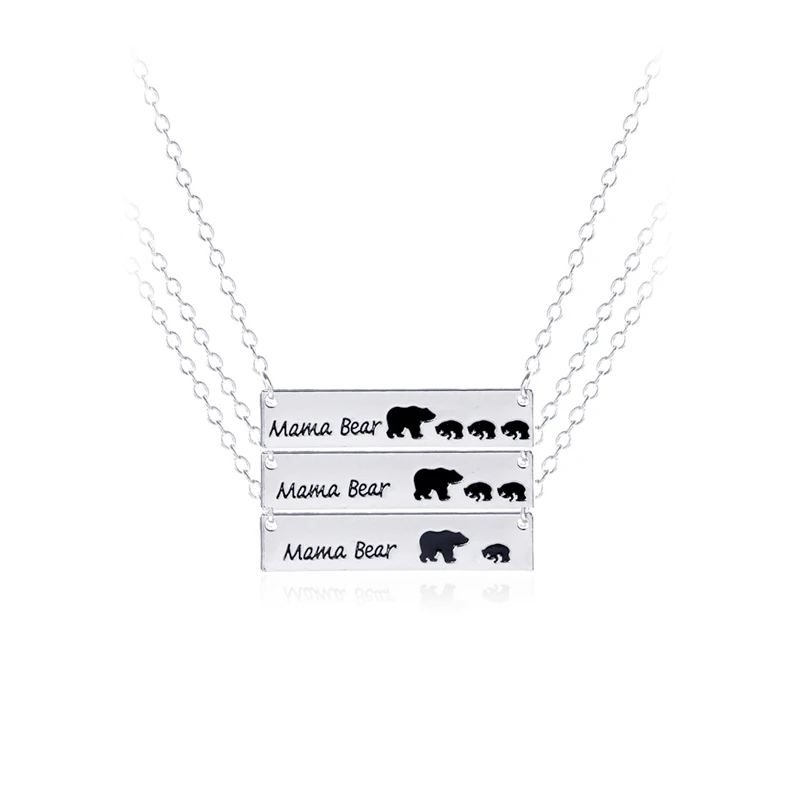 

3 style mama bear necklaces mothers day gift necklace dog tag letter enamel bear mom and 1 2 3 babys jewelry for child birthday