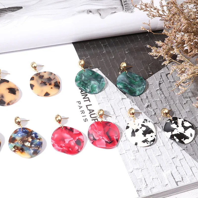 

New Fashion Women Earrings 5 Colors Acetic Acid Material Noble temperament Pattern Earrings For Women Trendy Girl Women Jewelry