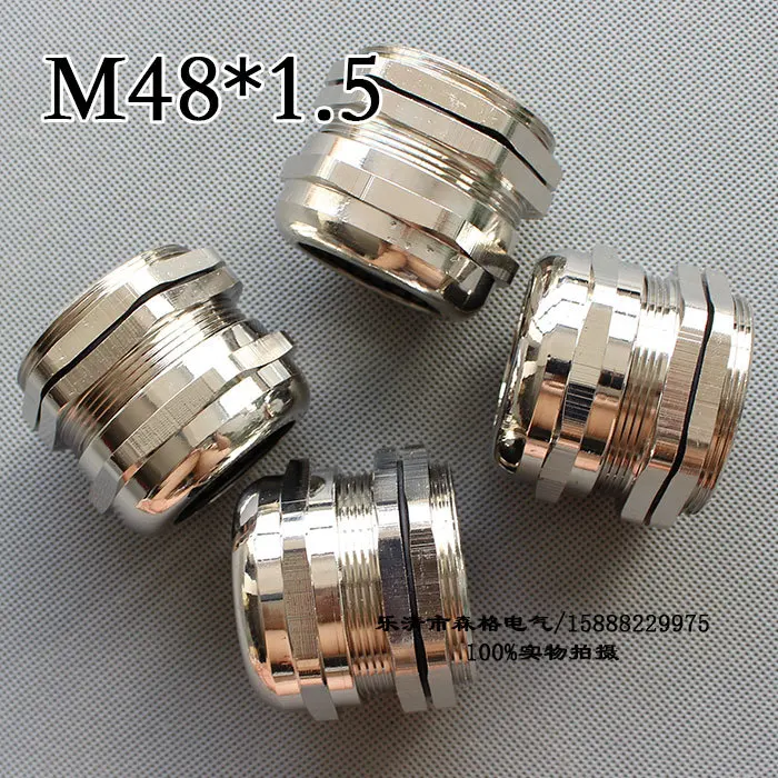 1piece M48*1.5 Nickel Brass Metal Silica gel Waterproof Cable Glands connector Apply to Cable 25-33mm