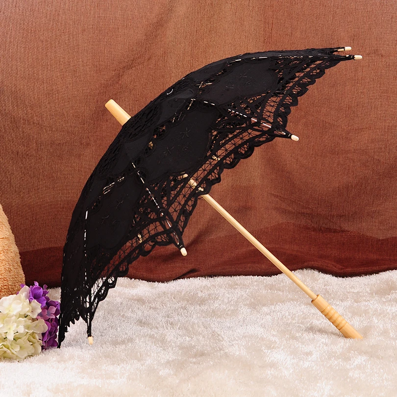 

QUNYINGXIU 2019 Fashion Wedding Cotton Handmade Umbrella Decoration Embroidered Umbrella Wedding Craft Lace Bumbershoot
