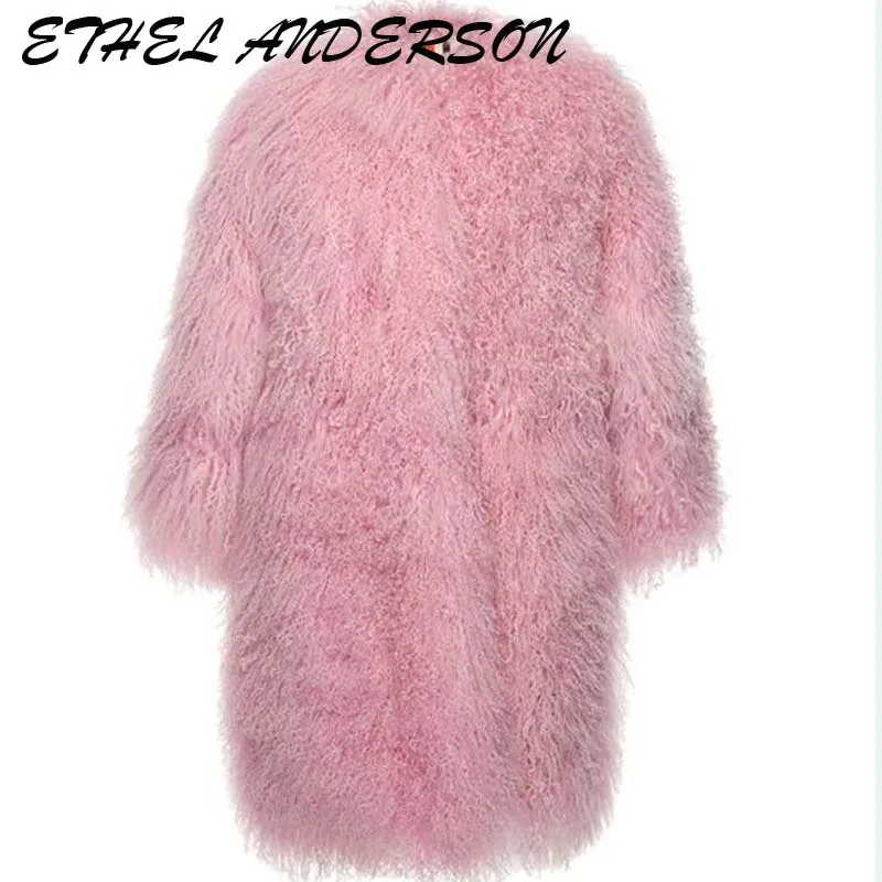 

2018 Milan Luxury Design Wholeskin Lamb Fur Coats Women's Genuine Lamb Fur jacket Winter Warm Sheep Fur Long Coats abrigos mujer