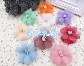 

50PCS/LOT Camellia Size 3.5cm High-grade Chiffon Made Decorative Flower DIY Candy Box Accessories Wedding Decoration