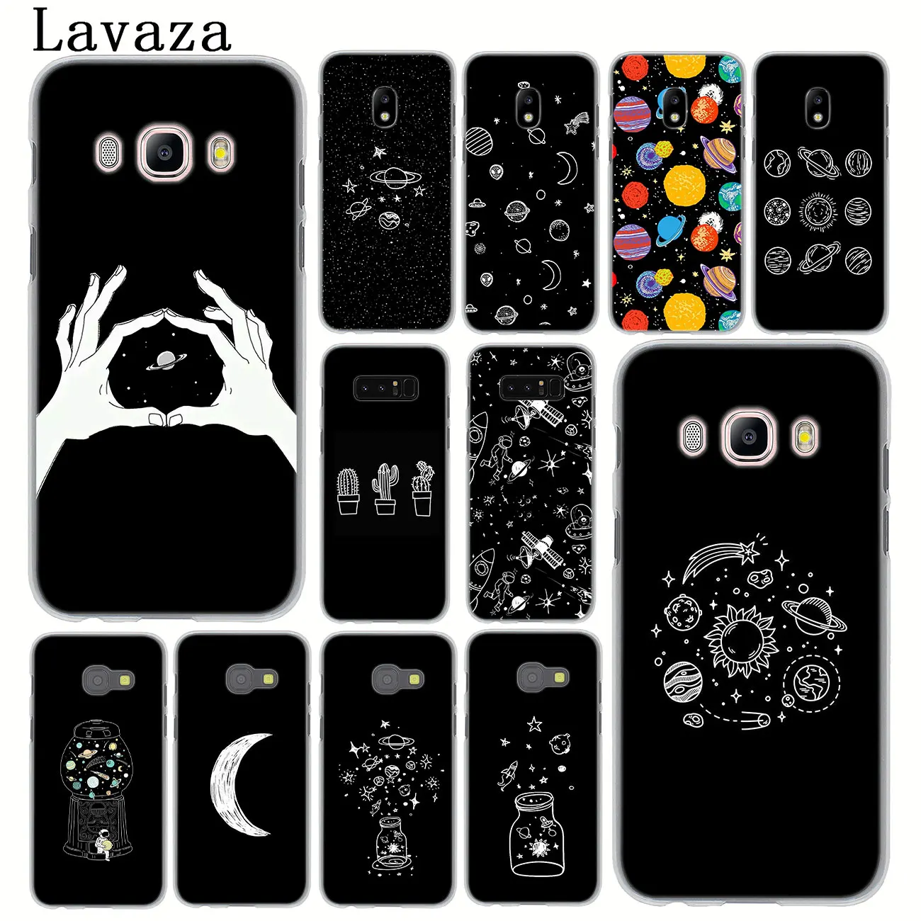 

Lavaza black white moon stars space astronaut Phone Case for Samsung Galaxy J6 J3 J2 J1 J5 2015 2016 J7 Prime J5 2017 EU Version