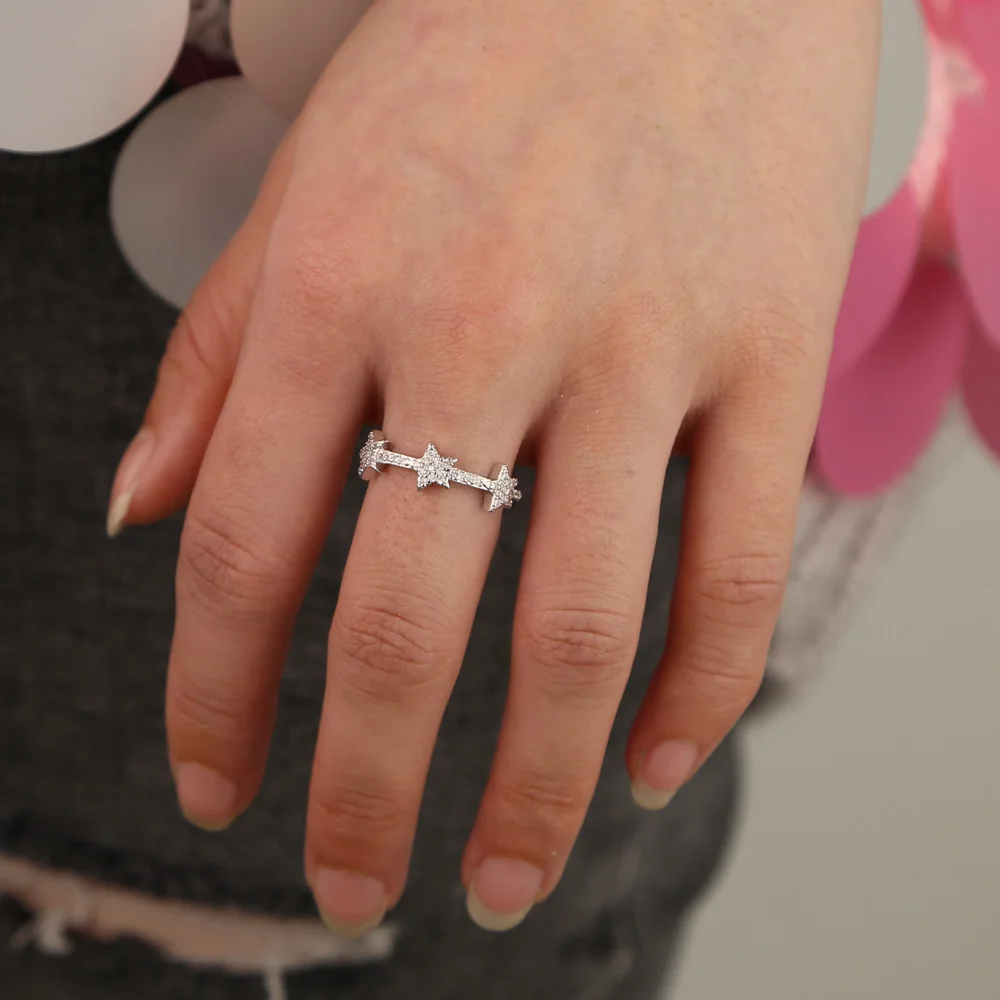 Золотое кольцо в форме сердца со звездой, модное Европейское женское Радужное cz, обручальные кольца