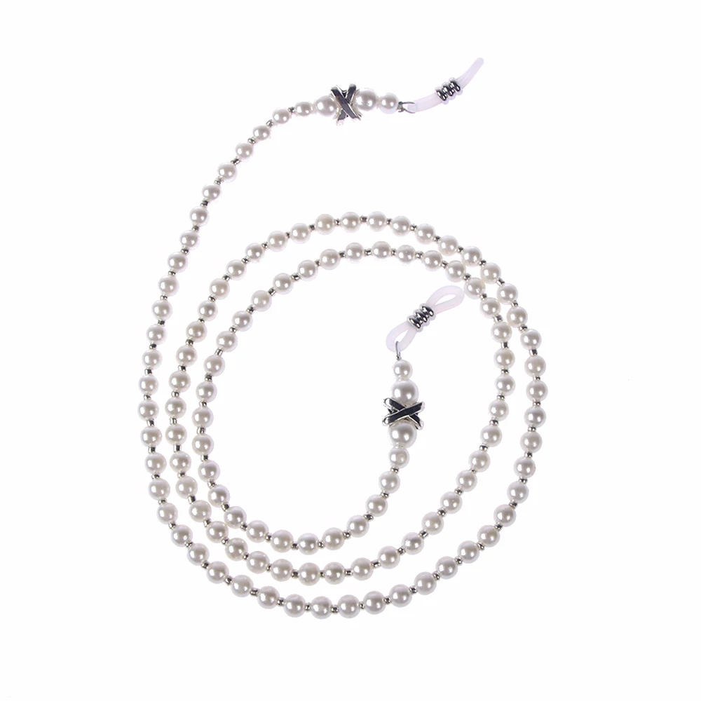 

White Pearl Beaded Sunglass Reading Glasses Eyeglasses Chain Cord Holder Rope