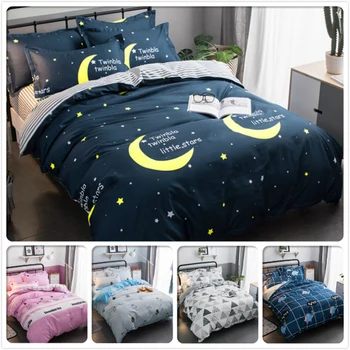 

Blue Night Moon Star Sky Pattern Duvet Cover Kids Soft Skin Cotton 3pcs/4pcs Bedding Set Single Twin Full Queen Size 1.35m 1.5m