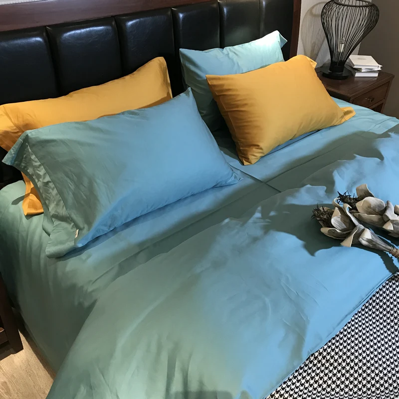Dreamort Египетский хлопок сплошной простой стиль 4 шт. queen King size постельный комплект простыня+ пододеяльник+ наволочка