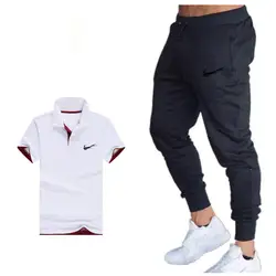 Летние мужские рубашки-поло Мода костюм Для мужчин комплект короткий рукав Casaul Slim Fit спортивные костюм Для мужчин Топы + Шорты 2019