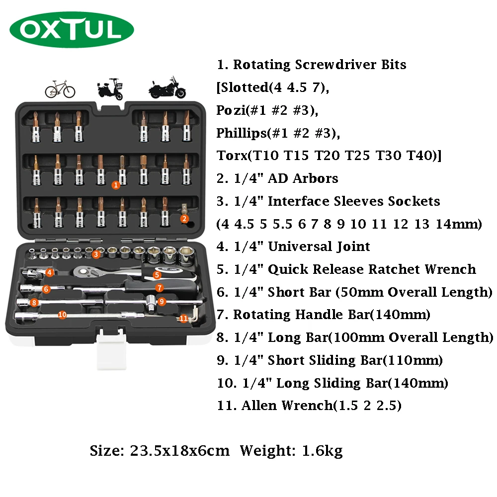 OXTUL 46 шт. профессиональный механический Автомобильный ремонт набор инструментов Комплект гаечных ключей гаечные ключи трещотка для дома бытовой steel стальные ручные инструменты