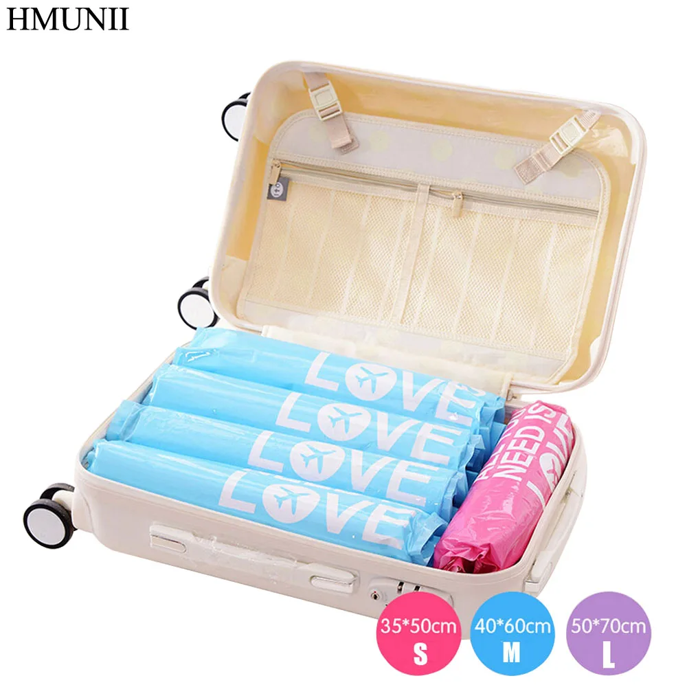 HMUNII 2pcs Vacuum Compression Bags Waterproof Clothing organizer Bag