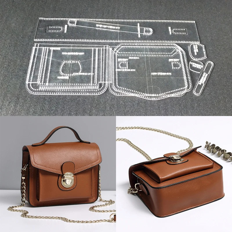 17Pcs Acrylic Leather Crossbody Bag Shoulder Bag Pattern Stencil Templates 