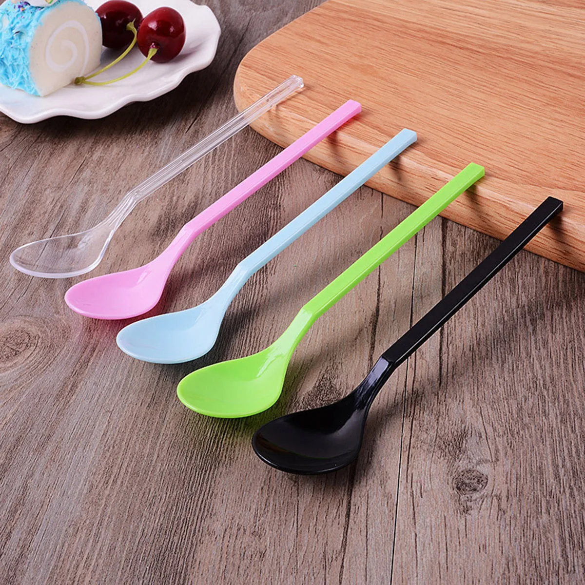 100pcs Mini Plastic Spoons Tasting Disposable Spoons Flatware Frozen