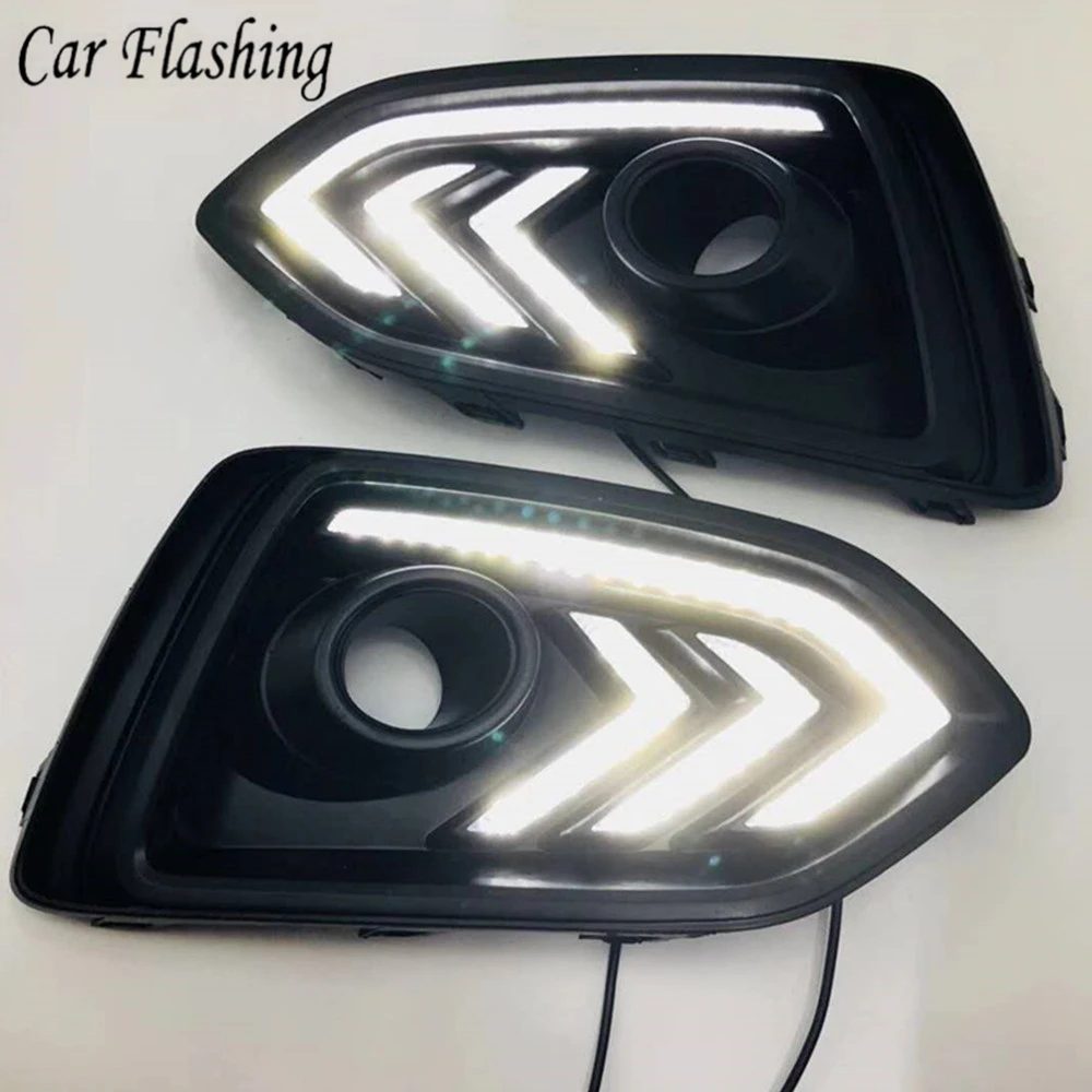 

1Pair 12V Car DRL Lamp Waterproof LED Daytime Running Light Turn Yellow Signal Relay For Hyundai Solaris Accent 2017 2018 2019