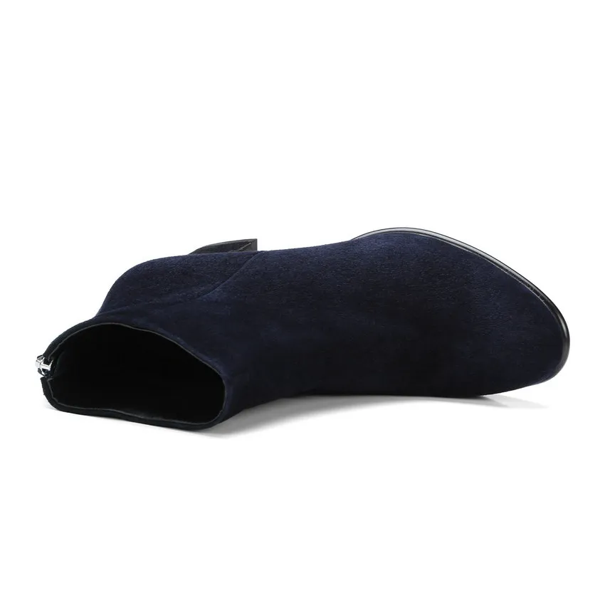 Todas Elegantes Ante 39 brown Mujeres 2019 Vaca Grande Dark Zapatos Cremallera 34 Botas Tamaño Plataforma Blue Invierno De Motocicleta Correspondan Tobillo Qutaa 40Onq