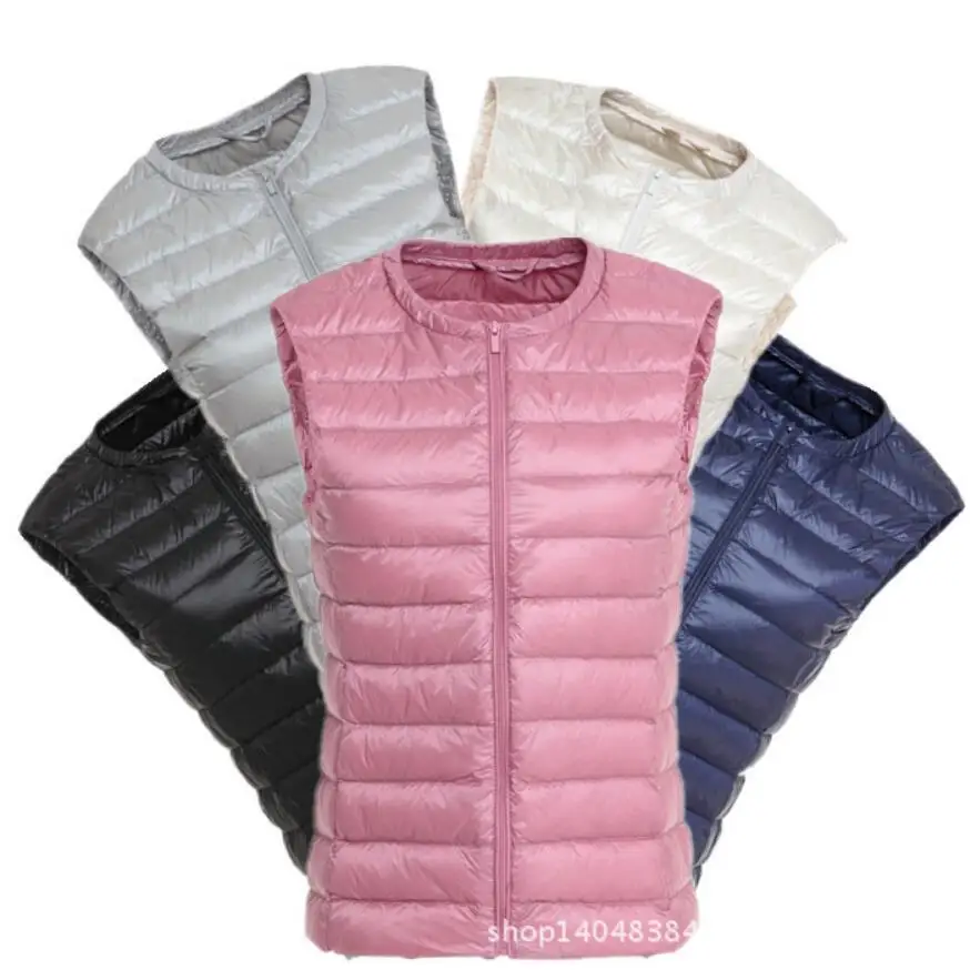 

2018 Fashion Women Solid Down Jackets 8 Color for Choose Slim Sleeveless With Zipper For Winter