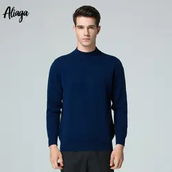 2019 зимний теплый вязаный свитер Для мужчин бренд 100% чистого кашемировый свитер с воротом джемпер Плюс Размеры с длинным рукавом