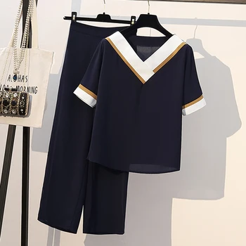 

Plus Size 5xl Women's Summer Suit Two Piece Set Fashion Conjunto Feminino Year-old Female Costume Ensemble Femme Survetement