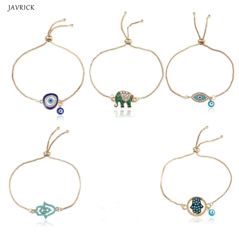 

1pc Bracelet Turkish Lucky Blue Crystal Evil Eye Bracelets For Women Handmade Gold Chains Lucky Jewelry Accessories