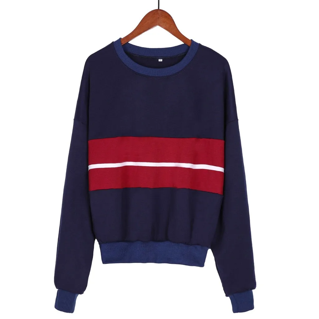 Feitong 2018 Fashion Women Cute Patchwork Tops Pullover