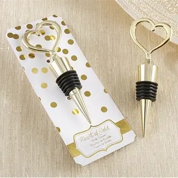 

wedding event party favor gifts and giveaways for guests--Gold Heart Wine Bottle Stopper bridal shower Souvenir 80pcs/lot