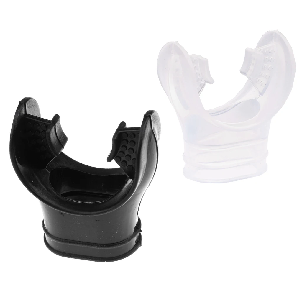 Non-toxic Silicone Scuba Dive Tube Snorkeling Mouthpiece Soft with Tie Wrap Essential Diving Equipment Black/Transparent