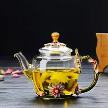 Эмаль Стекло Чай горшок Роскошный Кристалл Стекло Цветочный чай горшок высоком Класс термостойкие Стекло один Чай горшок 280 мл