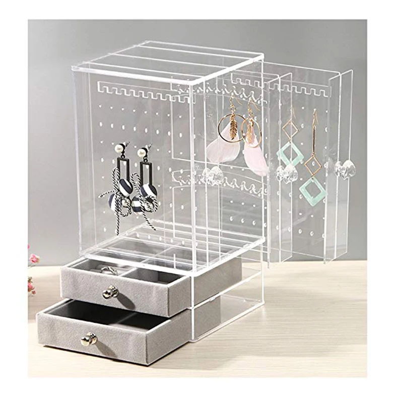 

Acrylic Jewelry Organizer Box Necklace Display Storage Case Earring Bracelet Holder Decoration Girls Gift Women Makeup Organizer