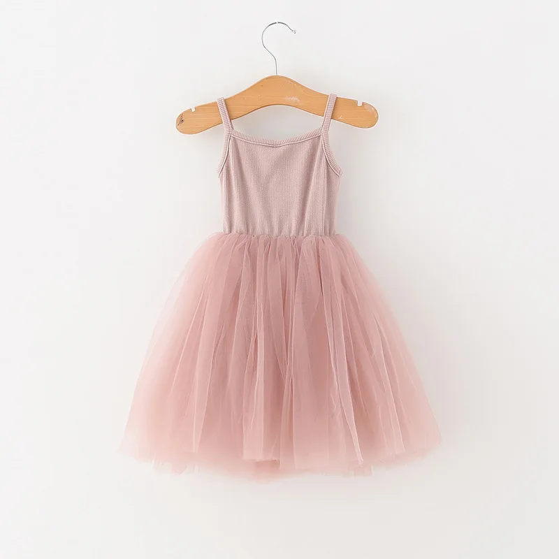 

Baby Girls Sleeveless Basic Dresses Knit Cotton Mesh Vest Ballet Pink Tutu Dress Summer 2019 Girl Princess Party Dress Vestidos