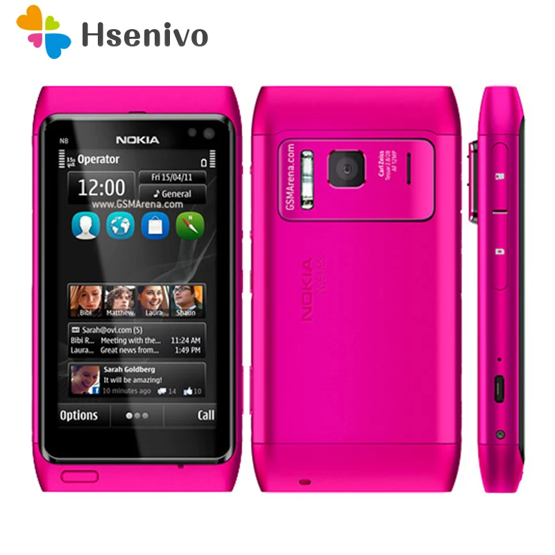 

N8 100% Original Unlokced Nokia N8 Mobile Phone 3G WIFI GPS 12MP Touchscreen 3.5" Unlocked 16GB Smartphone refurbished