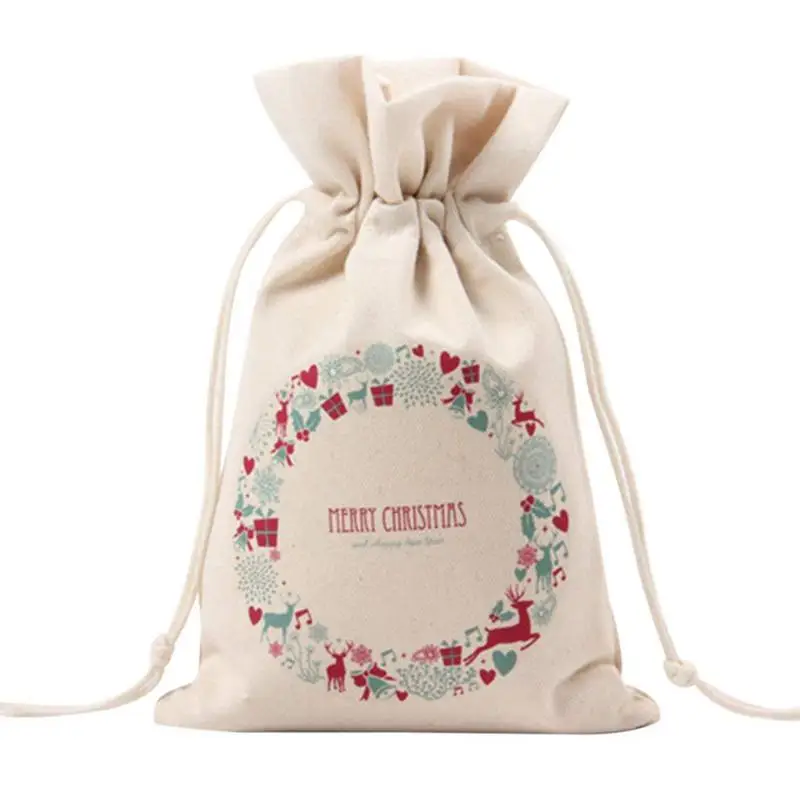 Холст Рождественский мешок Санты подарок для сумка-мешок для детей для хранения использования-идеально подходит для переноски подарков