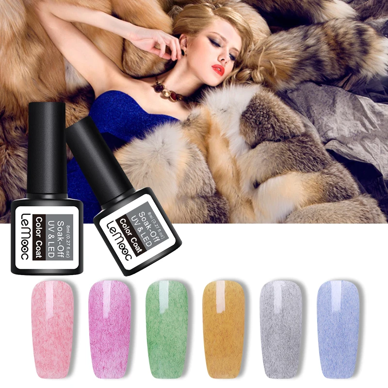 

LEMOOC 8ml Faux Fur Effect Gel Nail Polish Soak Off Nail Art Varnish UV LED Long-Lasting DIY 3D Nail Polish Gel Lacquer
