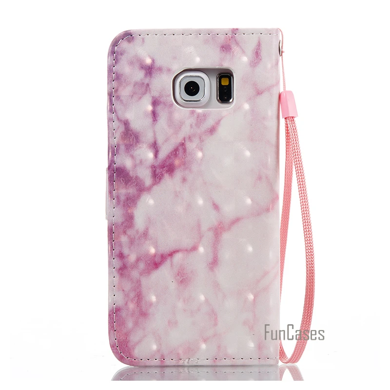 Leather Wallet Flip Marble Case For Samsung Galaxy S6 Edge Phone Cover Accessory For sansung samsun sumsung sumsang