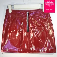 Юбка из искусственной кожи прямая молния металлическое кольцо высокая талия облегающая мини-юбка Женская Зима Весна M231