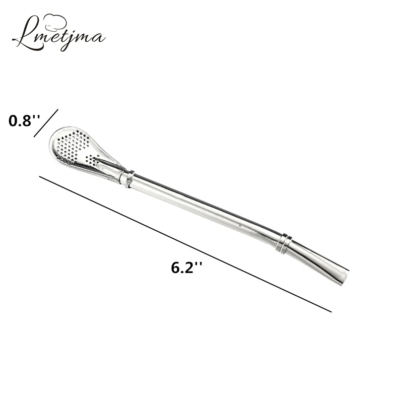 LMETJMA красочные Нержавеющая сталь соломы Ложка питьевой соломы ложка для Gourd металлическая отрывными листами Чай коктейльное отфильтрованные ложки KC0165