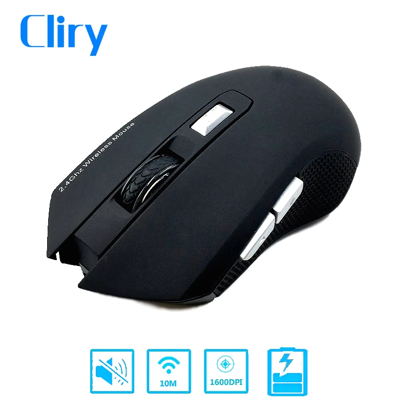 Cliry Новое поступление 2.4 г Перезаряжаемые Беспроводной 6D Мышь 1600 Точек на дюйм slient
