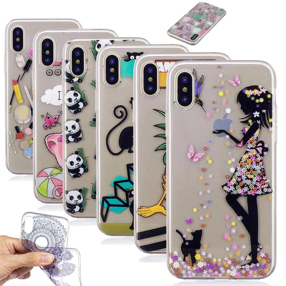 Aiyvz милый рисунком Мягкие TPU прозрачный чехол для Apple IPhone X Телефонные Чехлы