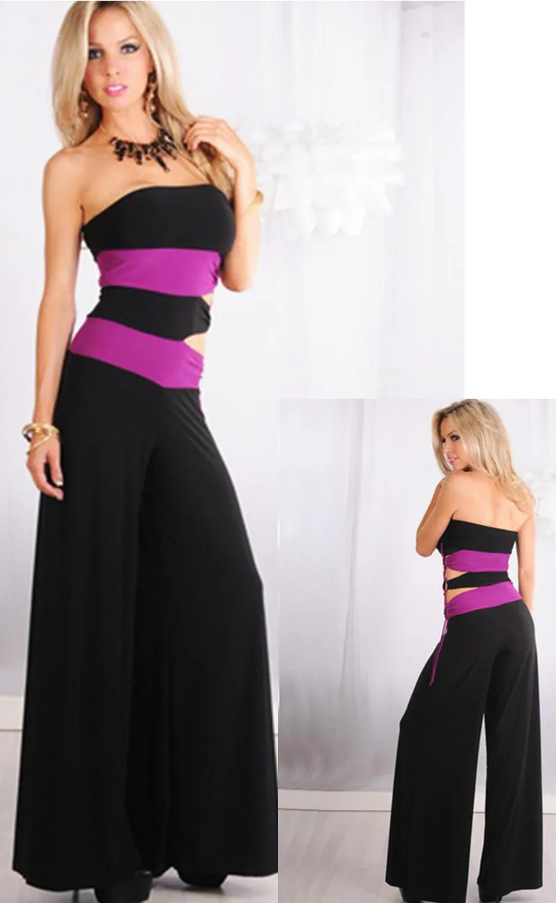 Wholesale New Fashion Casual Jumpsuit Strapless Cut Out Side Jumpsuit