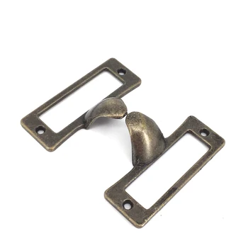 

12PCS Antique Bronze Library Drugstore Drawer Label Pull Filing Cabinet Chest Handles Tag Frame Name Card Holder