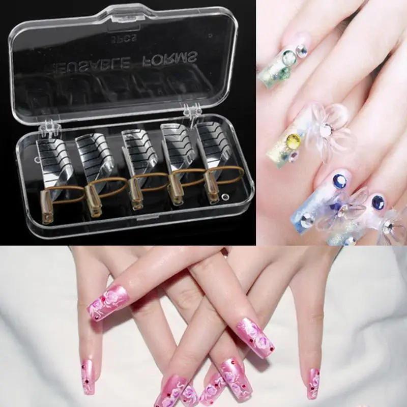 

5pcs Nail Forms UV Gel Tool Acrylic French Tips Reusable Art