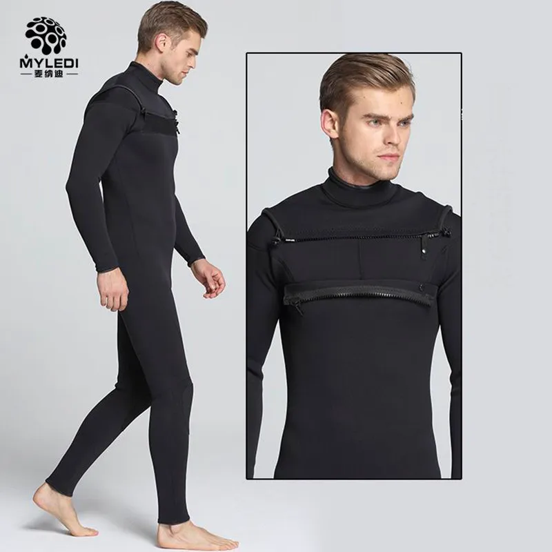 Professional 3mm new all black open chest zipper diving suit warm