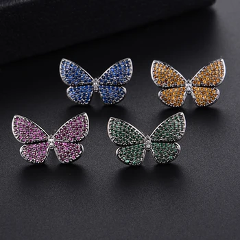 

SISCATHY 2019 Full Cubic Zirconia Statement Earrings 4 Colors Charms korean Butterfly Stud Earrings For Women Fashion Jewelry