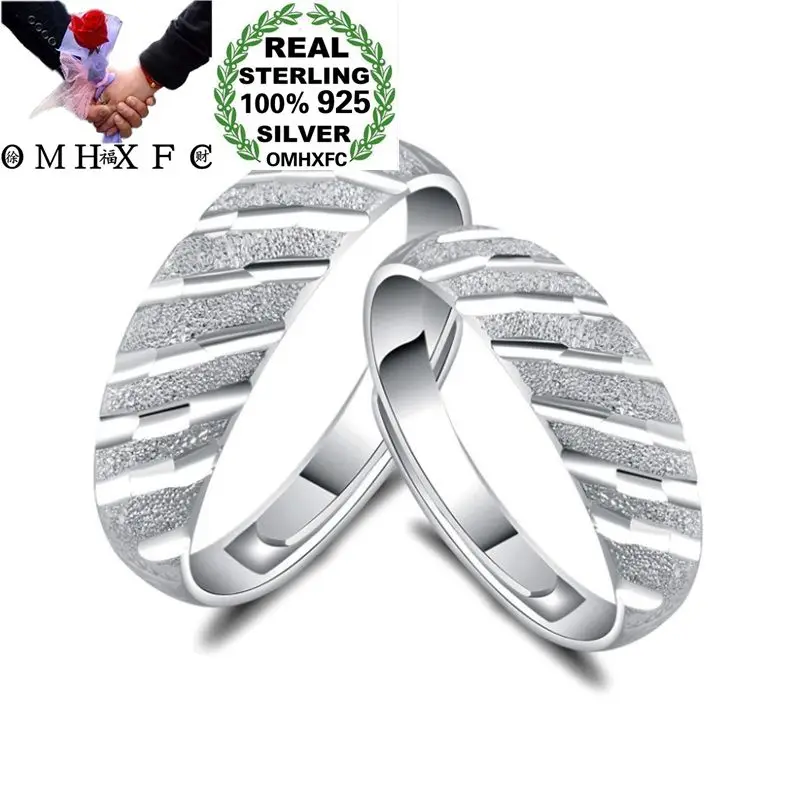 

OMHXFC Wholesale European Fashion Lovers Party Birthday Wedding Gift Sand Lines Resizable 100% S925 Sterling Silver Ring RS52
