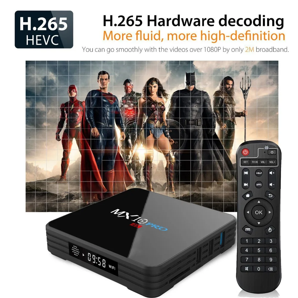 10 шт MX10 PRO tv box Android 9,0 4 GB 32 GB Дополнительный air mouse 2,4G 5G Wi-Fi Media Player BT4.1 Поддержка 4 K vs mx10 tv box H.265