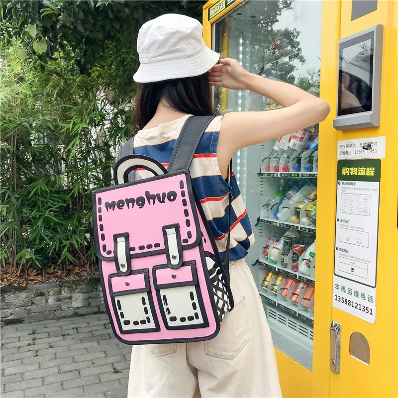 Menghuo 3D Anime Bag Cartoon Women Backpack School Bag 3D Style Canvas 2D Travel Drawing Book Mochila for Teenagers Girl Mochila (53)