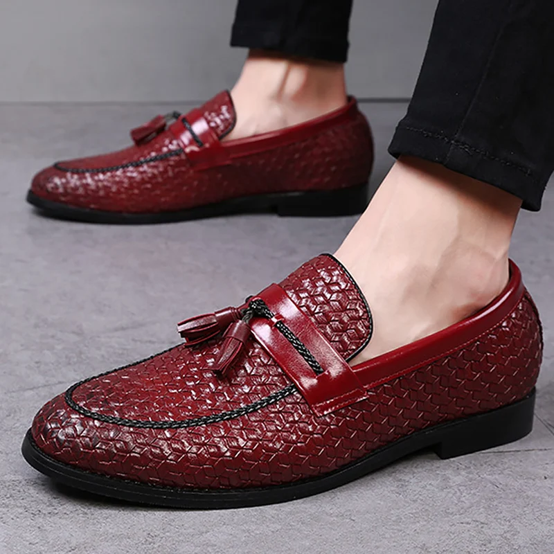 Buy Men's shoes weaving tassels men shoes leather