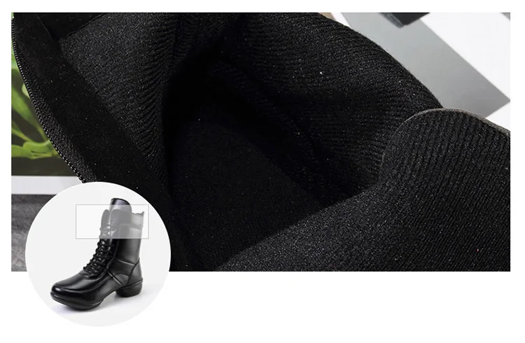 Brand New Genuine Leather Boots For Women Casual Shoes Square Heel Winter Shoes Woman Ankle Boots Botas Dance Shoes Black XZ65 (29)