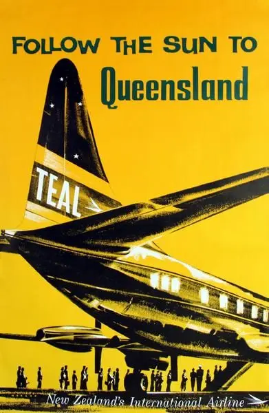 Follow Sun to Queensland New Zealand NZ пейзаж старинный ретро-постер из путешествия холст DIY