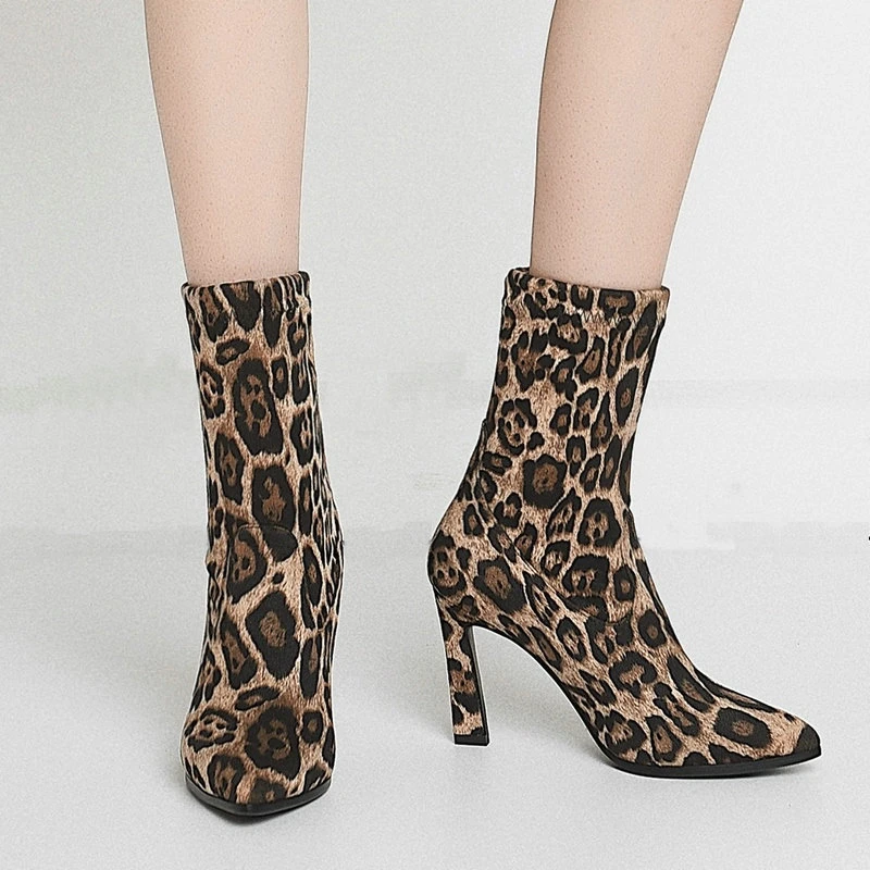 leopard print sock boots