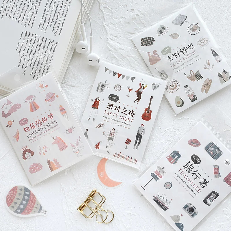 

50pcs/pack Unicorn Dream Decorative Washi Stickers Scrapbooking Stick Label Diary Stationery Album Stickers