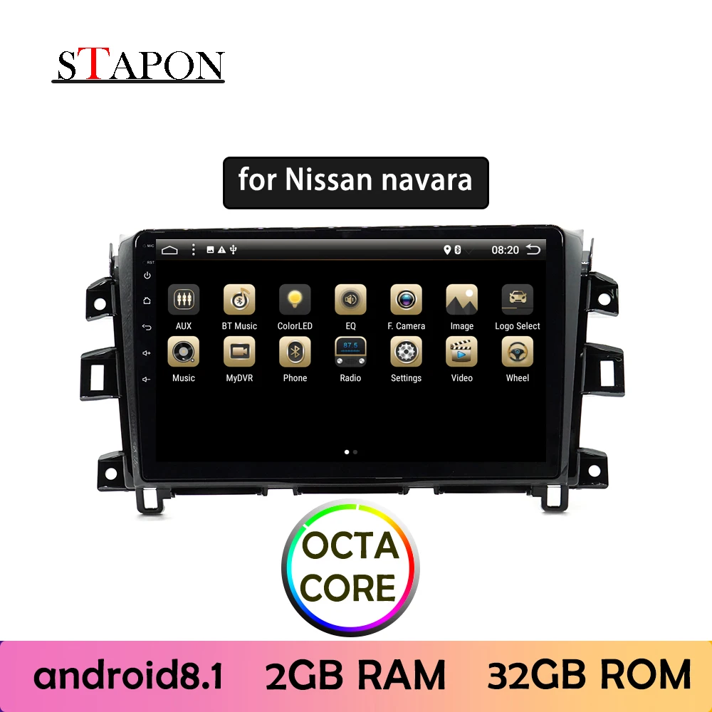 STAPON 10 дюймов для Nissan navara 2011-18 Android 8 1 2GBRAM Восьмиядерный автомобильный DVD MP5